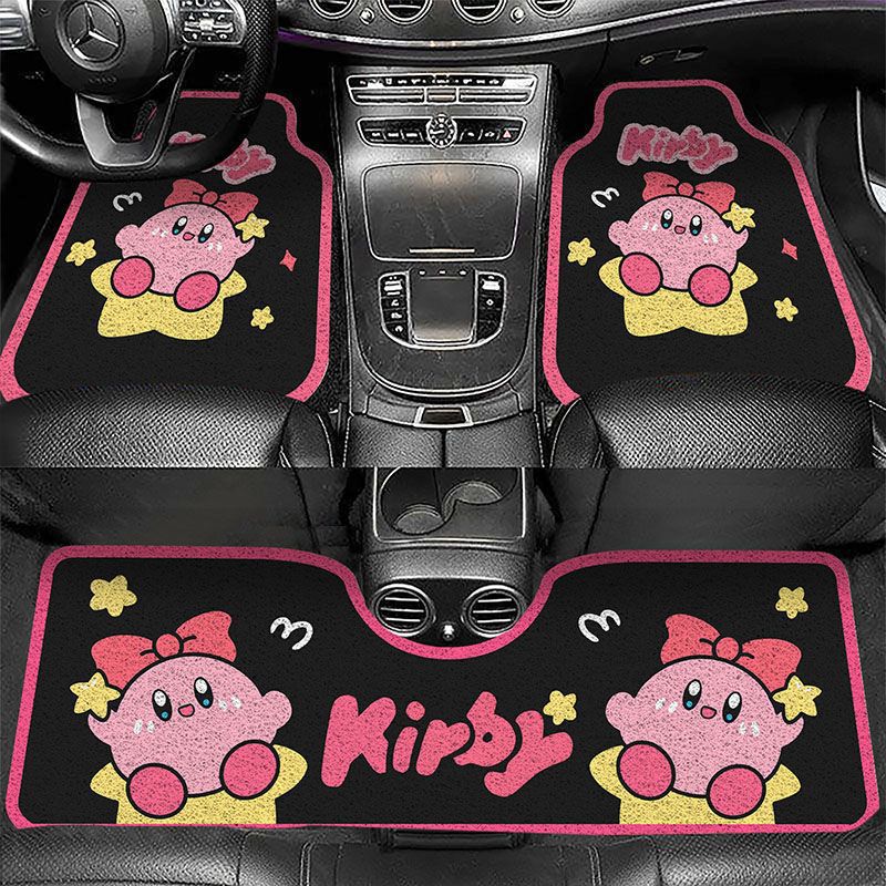 Cartoon Bear Car Mat Universal Cuttable Wear-resistant Mat Household Car Interior Dirt-resistant Easy-care Silk Loop Floor Mat