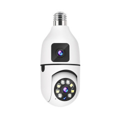 E27灯头双镜头双画面超高清家用双光夜视手机远程Wifi 监控摄像头