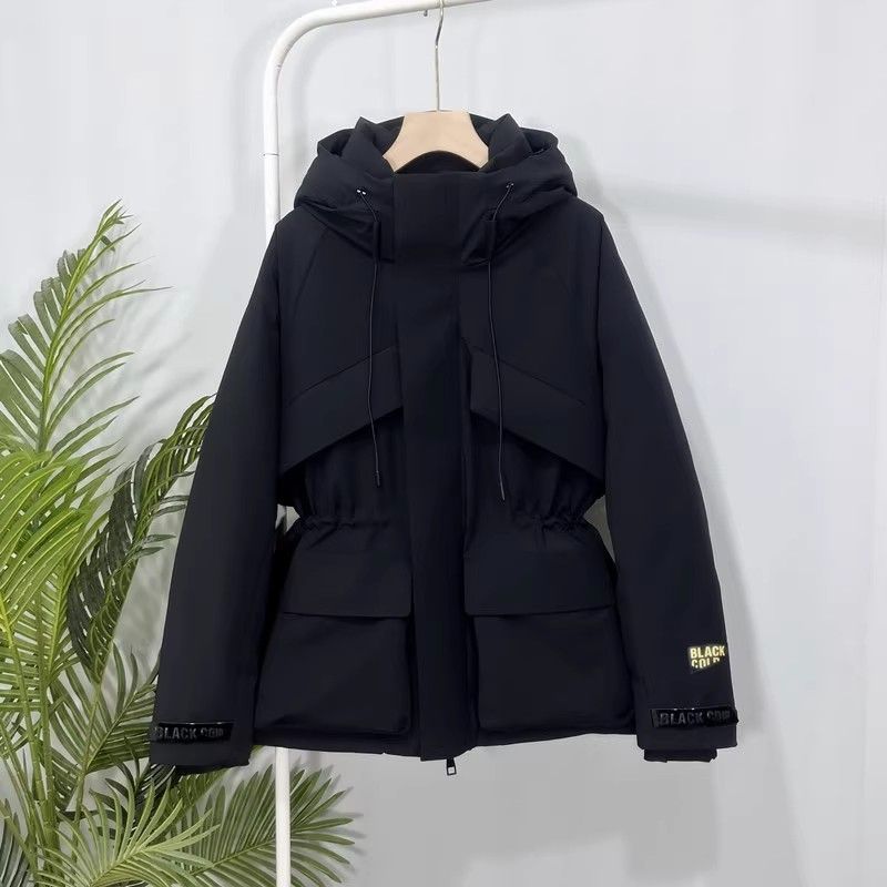 户外黑金收腰冲锋衣加厚杨幂同款羽绒服保暖女装外套白鸭绒雪尼尔