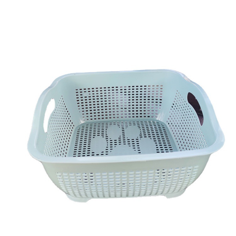 Cesta de drenaje de plástico cuenca de lavado vegetal cocina plato de fruta multifuncional cesta de verduras de plástico cesta de lavado de verduras cuadradas