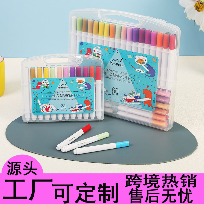 Acrylic Marker Pens English Version Cross-Border Children's Painting Watercolor Pens Stackable Color Markers Non-Bleeding Drawing Pens