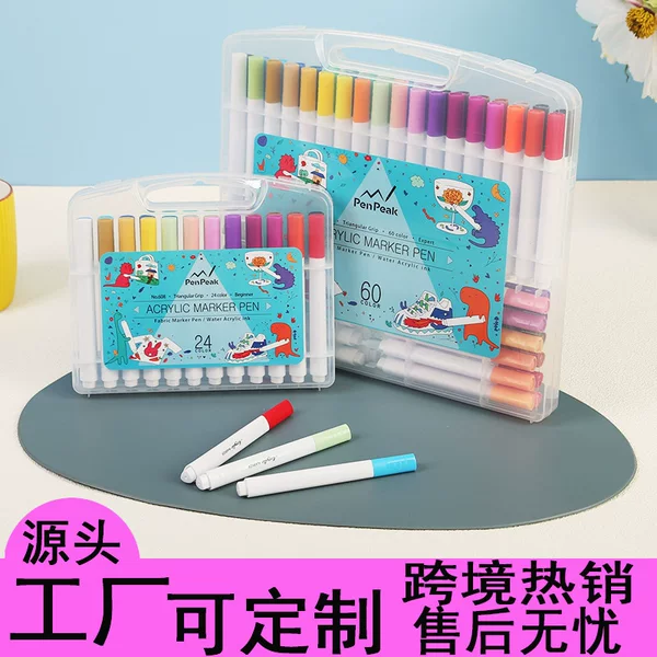 Acrylic Marker Pens English Version Cross-Border Children's Painting Watercolor Pens Stackable Color Markers Non-Bleeding Drawing Pens