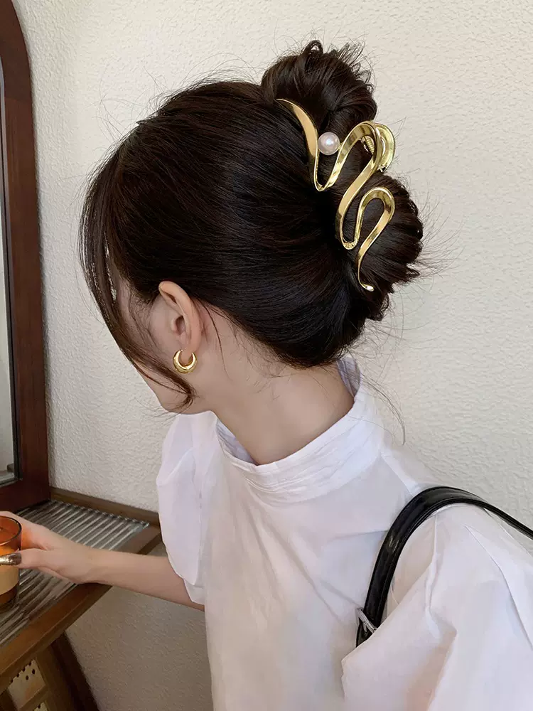 精致法式蝴蝶结大号抓夹高级感韩系简约鲨鱼夹发夹女后脑勺盘发饰