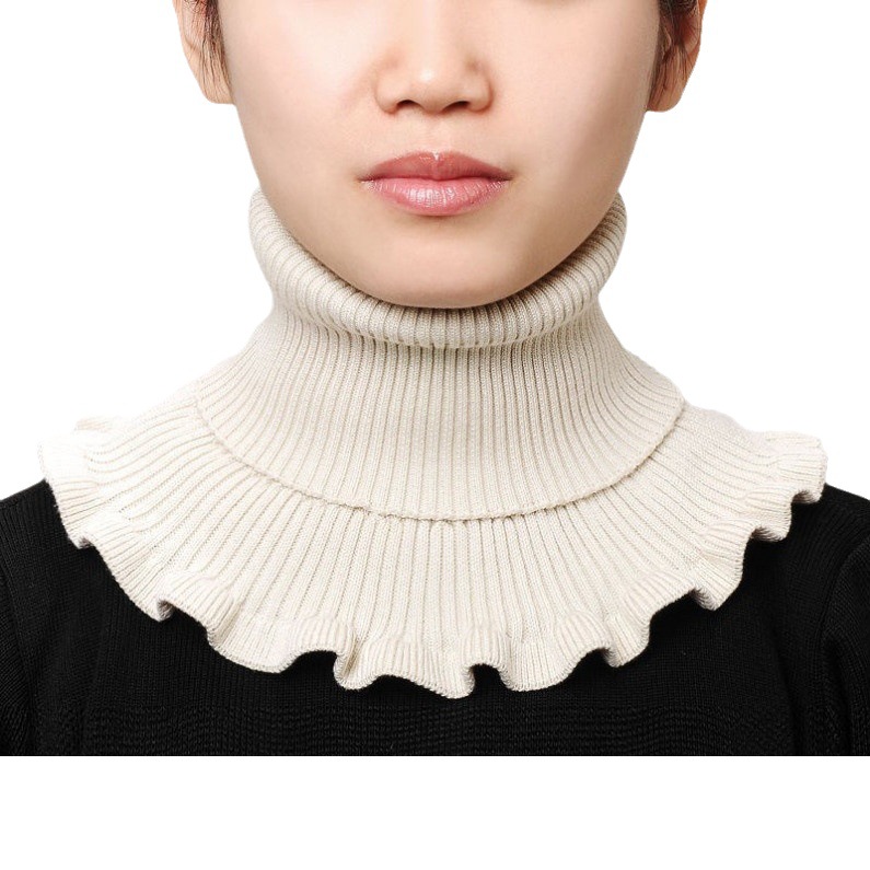 Autumn and Winter New Knitted Pullover Scarf Women's Warm Neck Set All-match Fake Collar High Collar Wool Fake Collar