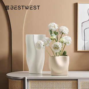 Bosi Home Casual Scandinavian Morandi Ceramic Vase Ornaments Ins Style Flower Arrangement Entrance Decoration Flower Vessel