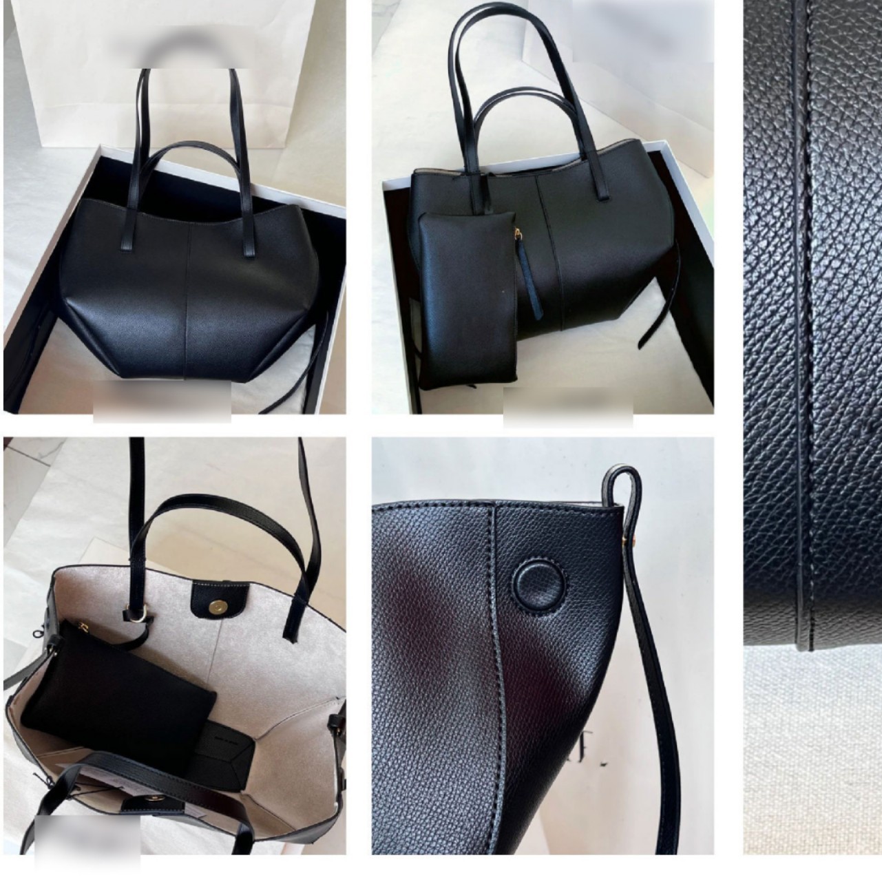 现货秒发polene翅膀包真皮Cyme单肩腋下包小众法式大容量托特包 - Thumbnail 3