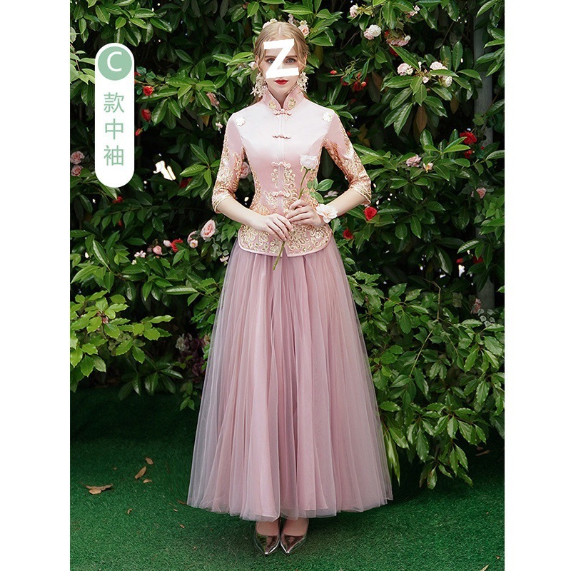 新中式伴娘服礼服轻奢小众高端香槟色改良两件套装姐妹裙日常可穿|undefined