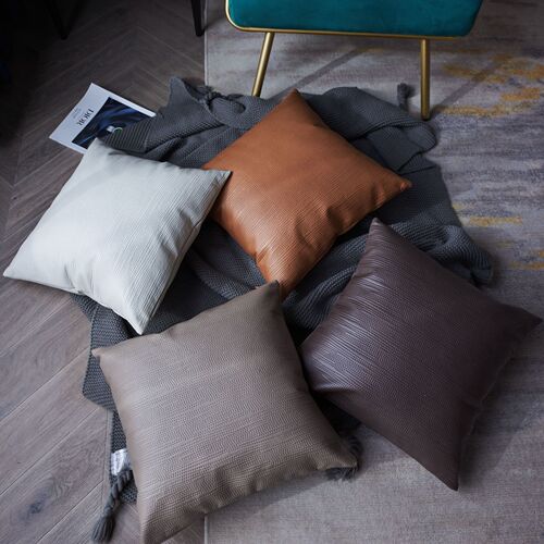 Xuai new style pillow for living room light luxury Italian simple technology cloth embossed double-sided soft solid color pillow case