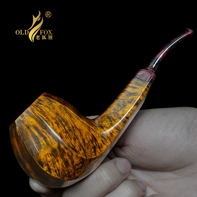 Heatherwood Pipe Octahedral Puffer Pipe Cumberland Pipe Flame Bird's Eye Pattern Solid Wood Short Handle Large Heather Pipe