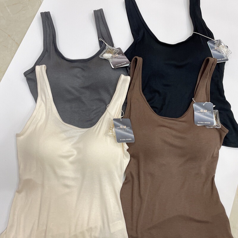 chu mouth ri Ben houmu silk thin vest bra-style fixed Cup easy to wear nude skin-friendly simple vest for women