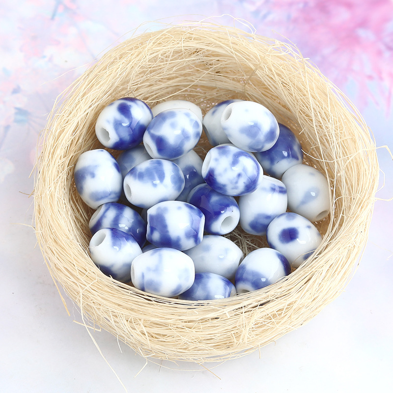 Ceramic blue and white beads