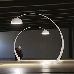 工场直接贩売シンプルな白い钓りフロアライト北欧デザイナースタンドライトショールームホテルロビーリビングライト