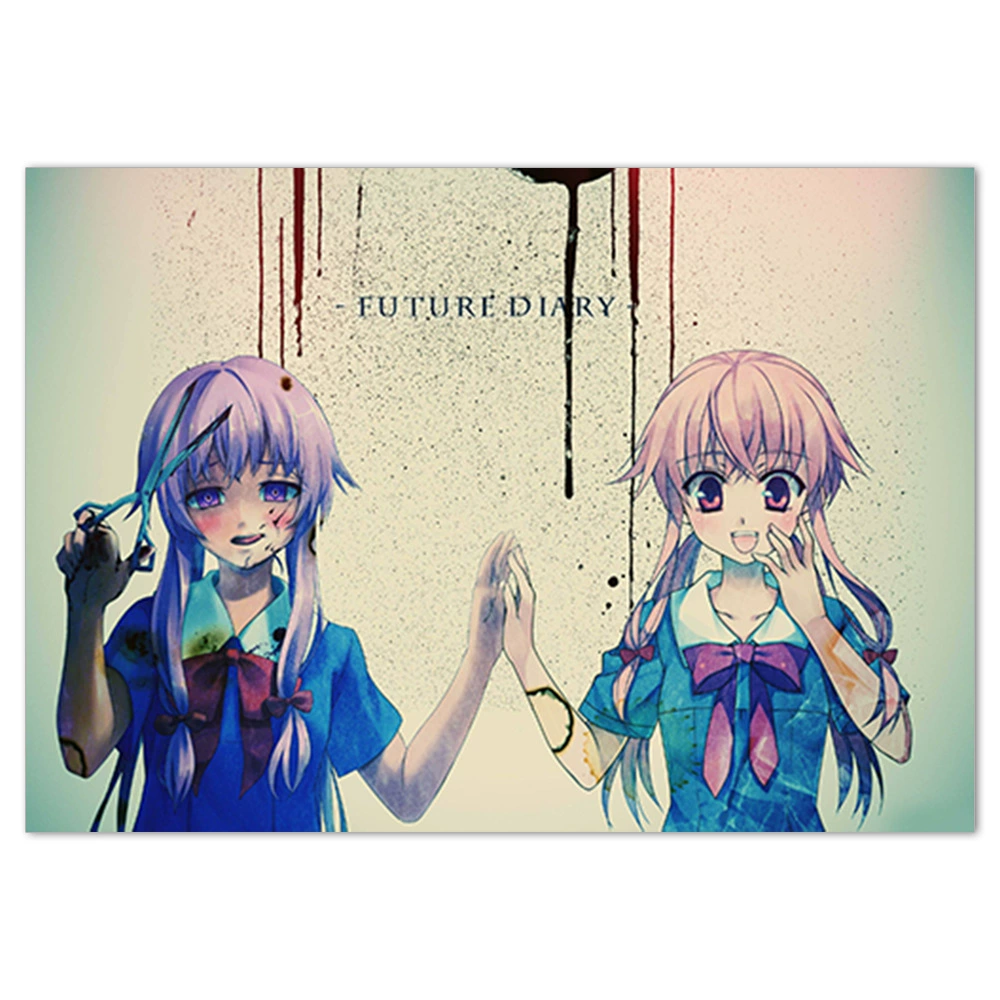 Плакат-наклейка Mirai Nikki (Future Diary) — аниме-мурал, разные размеры (10×15–50×70 см)