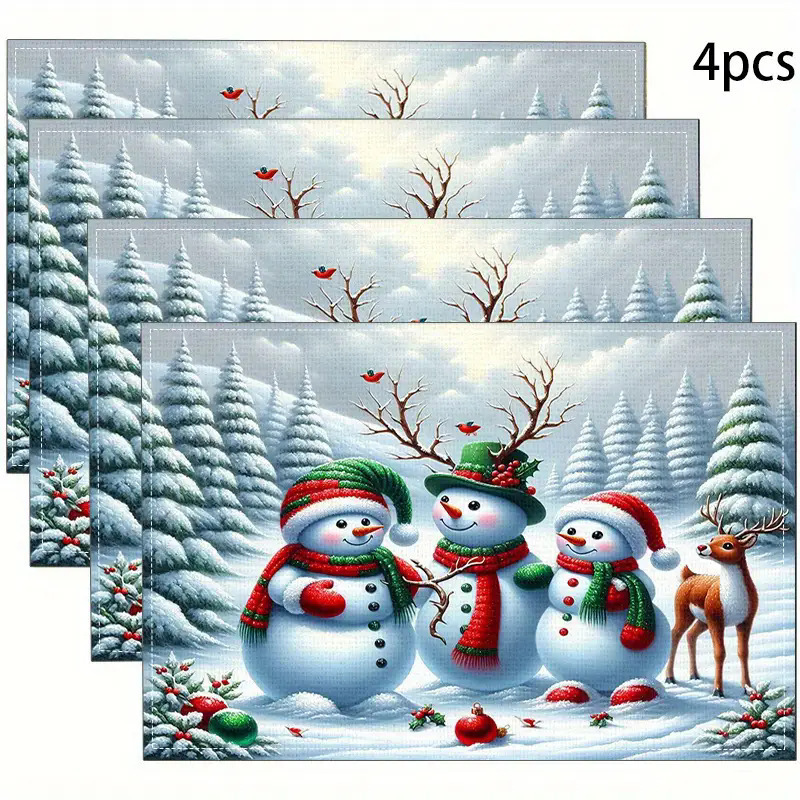 temu クロスボーダー クリスマス 新しいリネン プレースマット ホリデー パーティー パーティー デコレーション カップ 防汚断熱テーブルマット|undefined