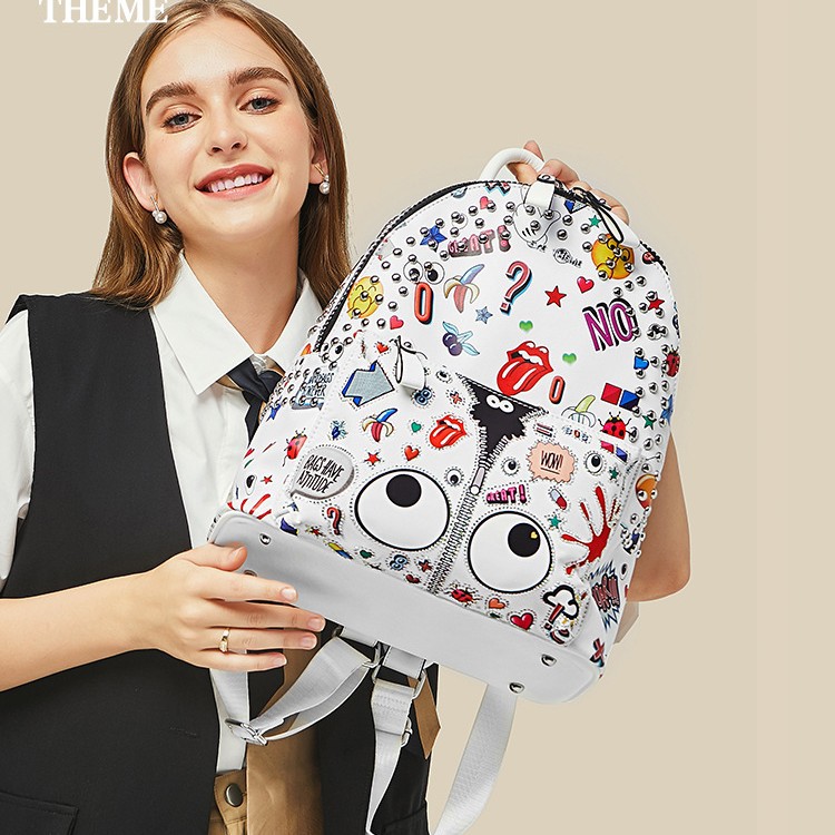 Bolsos para mujer 2024 nuevo bolso escolar estampado para estudiantes universitarios mochila pequeña de viaje de moda de gran capacidad 1745
