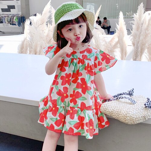 Girls dress, beach dress, camisole dress, small and medium-sized children's cotton spring and summer princess dress, little girl is cute and super fairy
