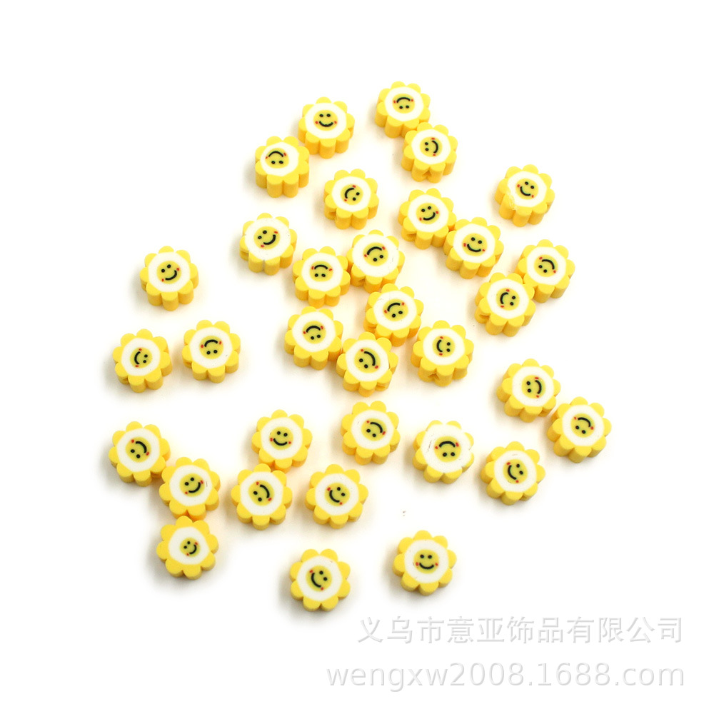 Cuentas de cerámica suave DIY, caras sonrientes, sueltas para pulseras y collares