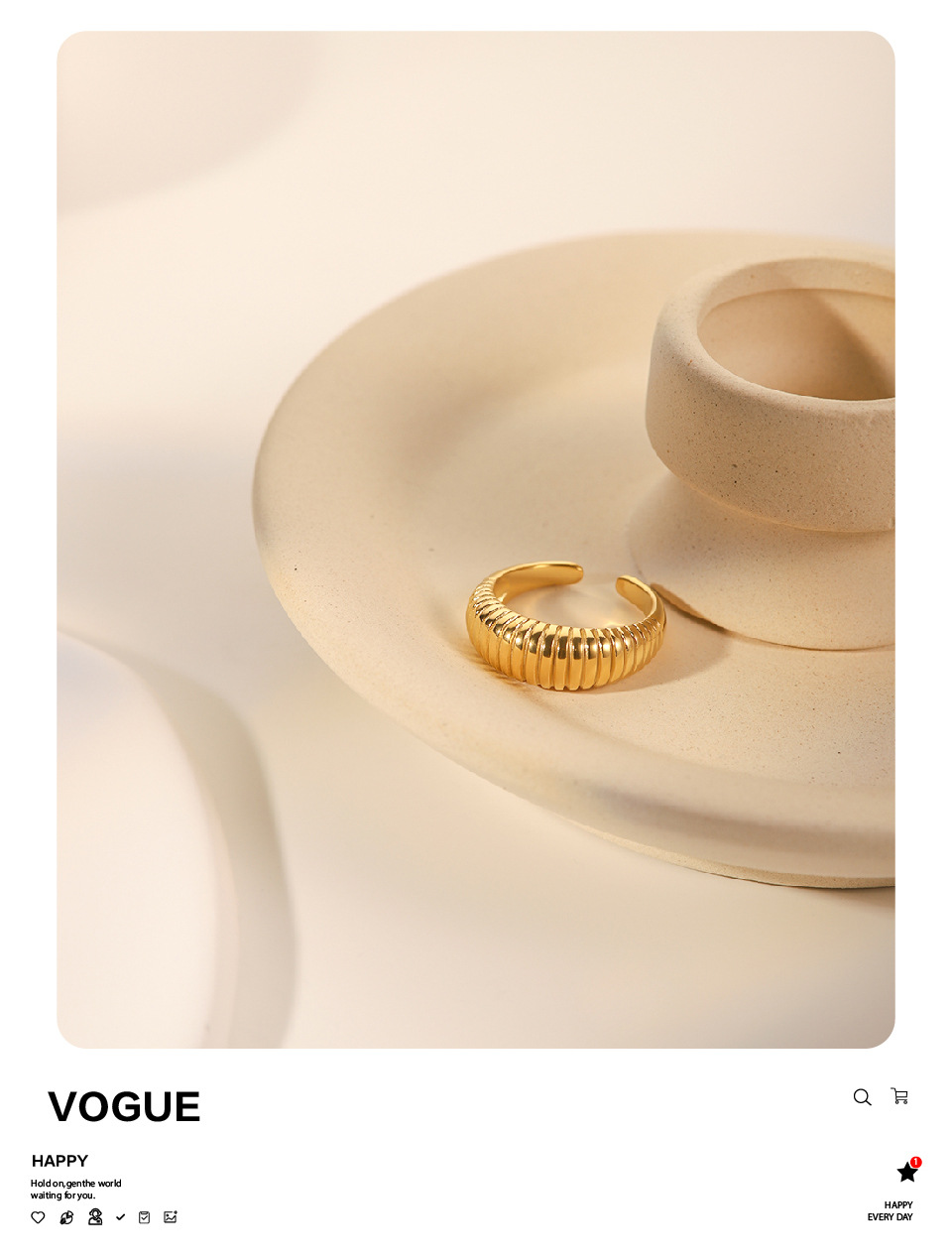 Retro Geometric Stainless Steel Plating Rings