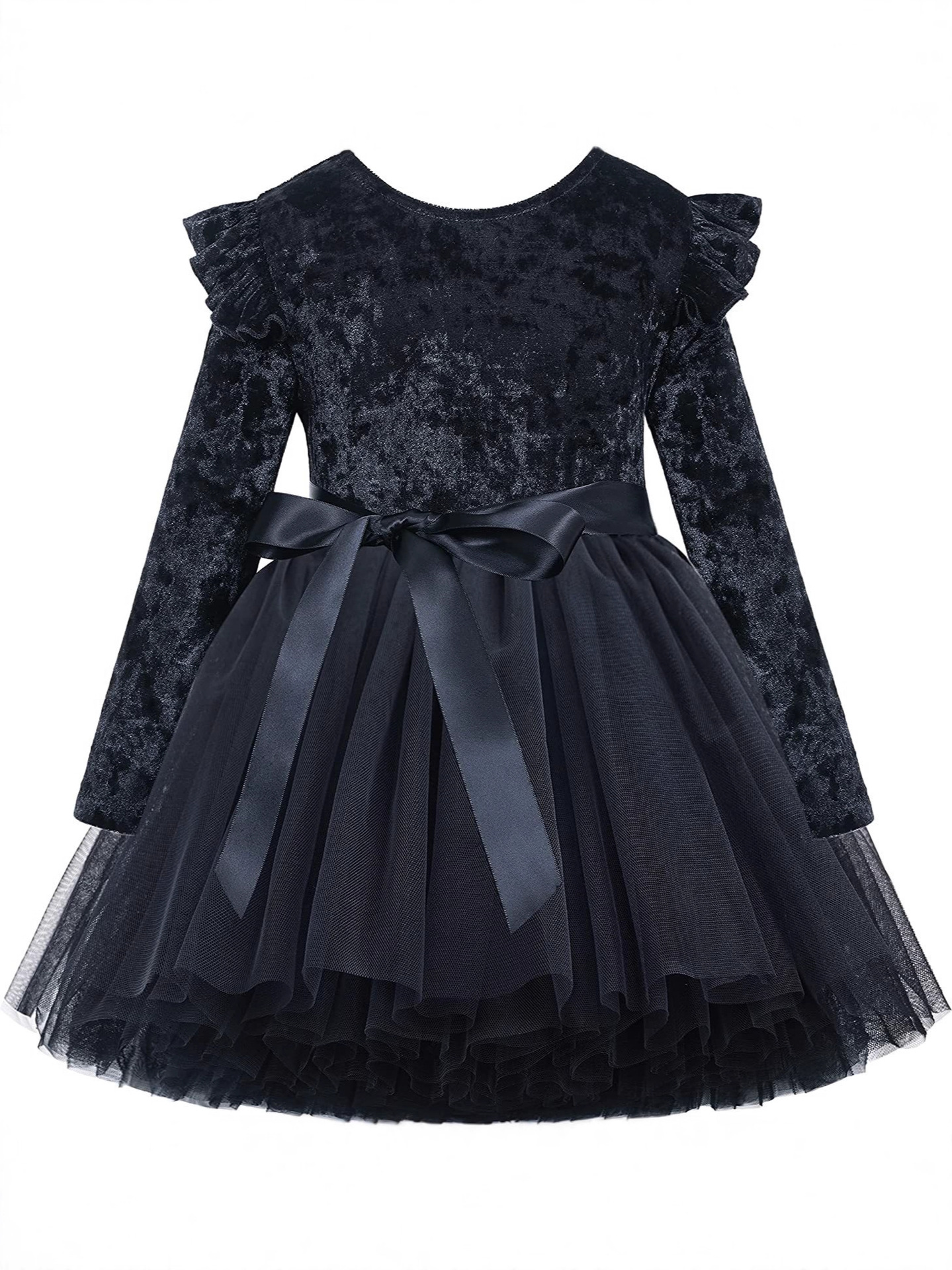 Nuevo vestido para niños transfronterizos de comercio exterior europeo y americano, terciopelo, actuación de manga larga, piano, cumpleaños, vestido de princesa de longitud media para niñas