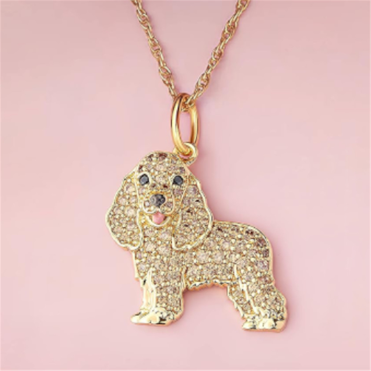 Zinc Alloy Pendant Material Artificial Crystal Inlay Material Cute Dog Artificial Crystal Zinc Alloy Cable Chain Pendant Necklaces Wholesale