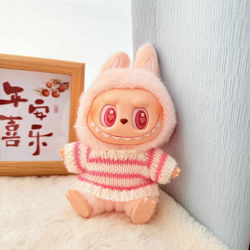 Solo ropa] Llavero de primera y segunda generación Labubu colgante de ropa Rabubu ropa de bebé suéter de punto traje de sombrero