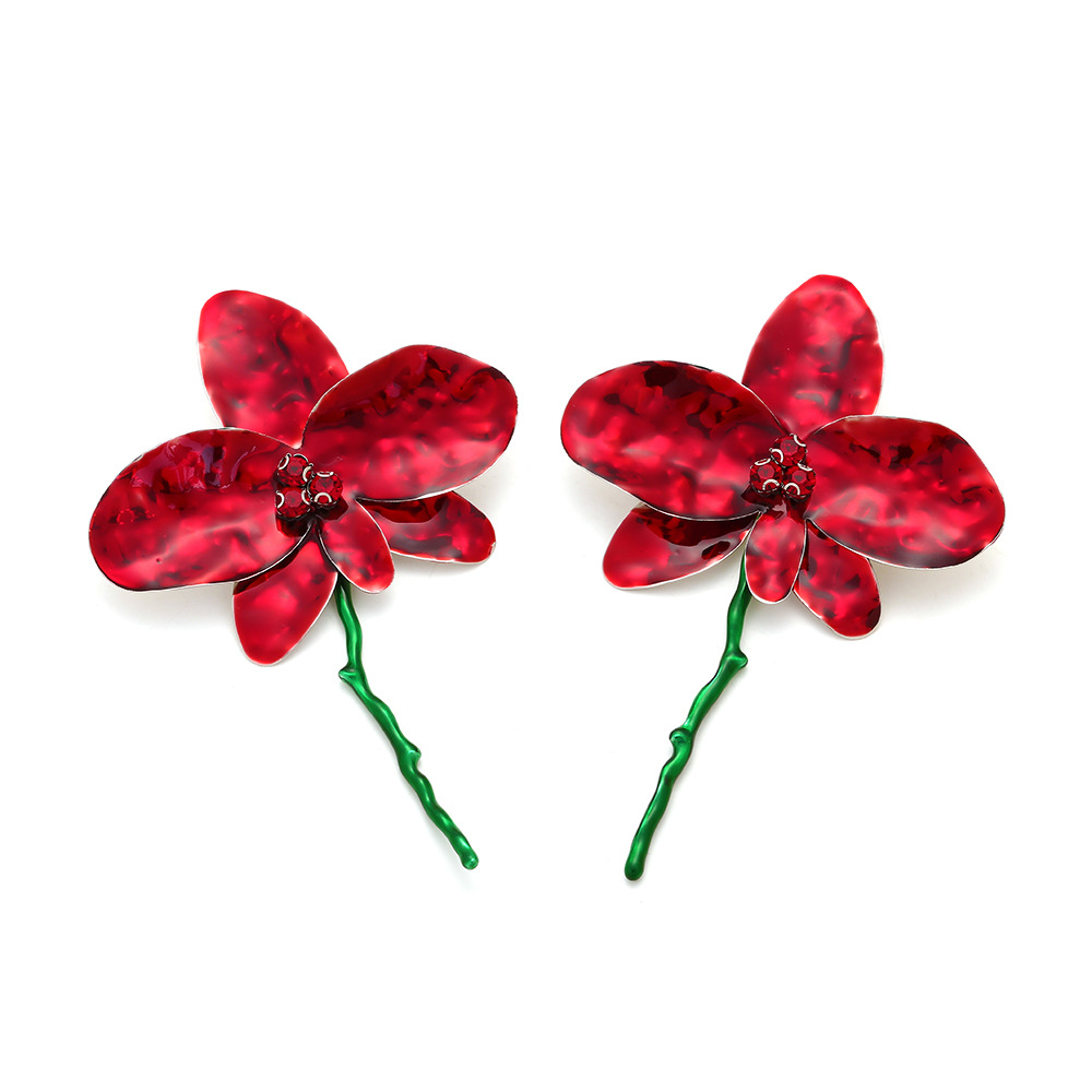 1 Pair Sweet Shiny Flower Enamel Inlay Iron Rhinestones Ear Studs display picture 4