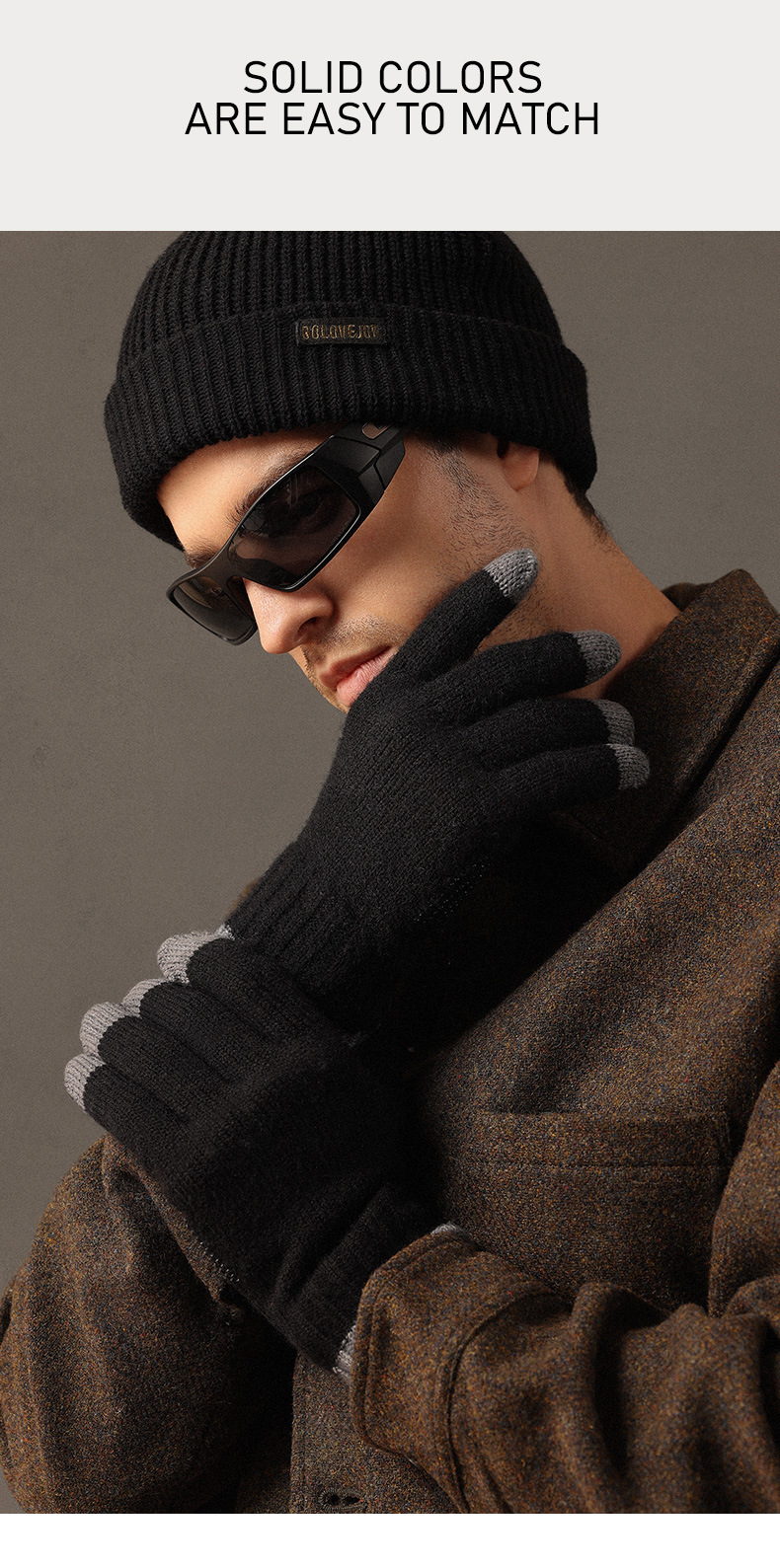 Filato lavorato a maglia da uomo, autunno e inverno, scrittura con le dita, ciclismo all'aperto, spesso, resistente al freddo, touch screen caldo_voghion.com