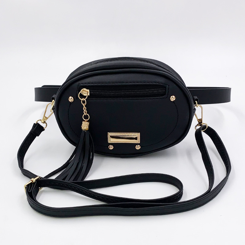 Dual-purpose Women's Waist Bag Style Shoulder Crossbody Bag Women's Fashion Tassel Chest Bag Versatile Oval Mobile Phone Bag