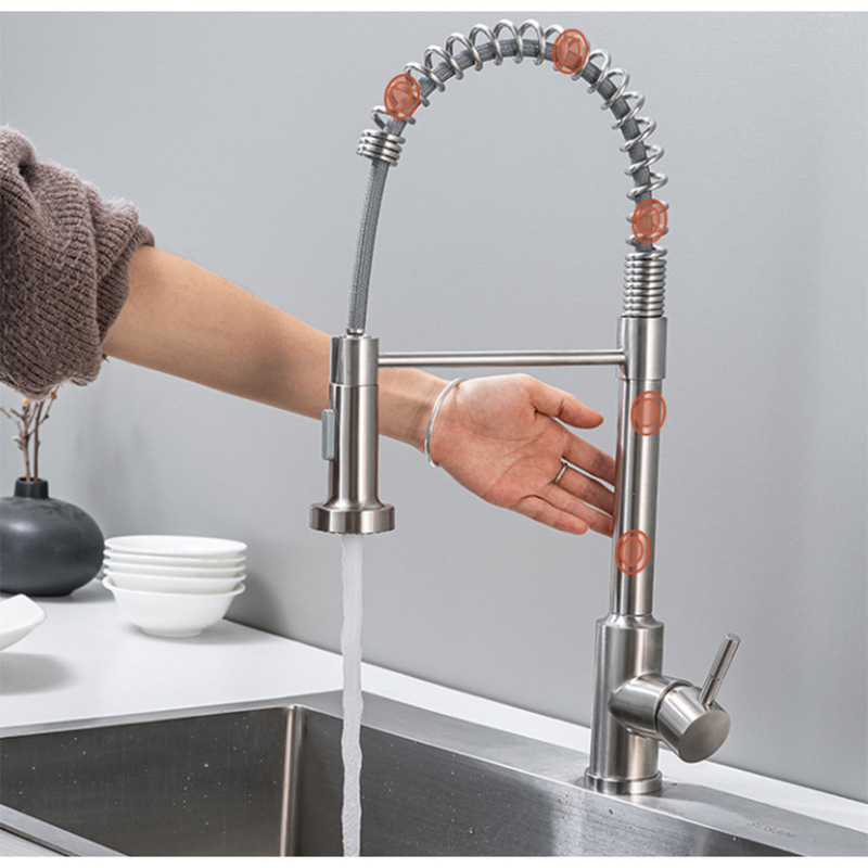 304 touch induction spring faucet wire drawing kitchen hot and cold faucet smart touch faucet