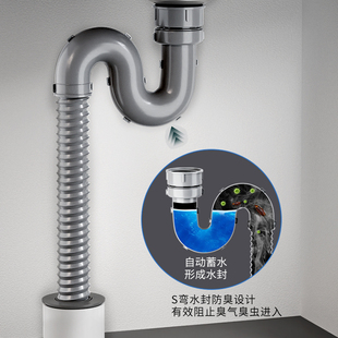 ♔ Kitchen Sink Drain Pipe Accessories Sink Drainage Pipe Downspout Drain Extension Hose Anti-Return