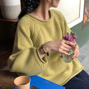 Korean Casual Knitted Pullover Sweater 2024 Autumn and Winter New Thick Needle Loose Soft Waxy Lazy Style Top for Women Wholesale
