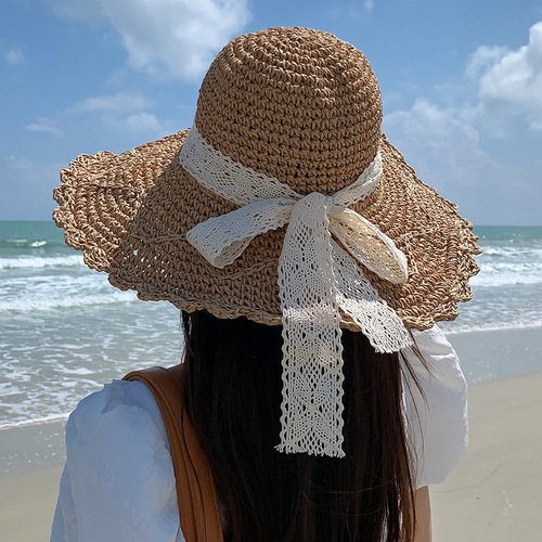 Sunshade Hat 2024 Grass Hat Beach Sand Hollow Hat Girls Summer Quality Versatile Fashion Sun Protection UV Protection