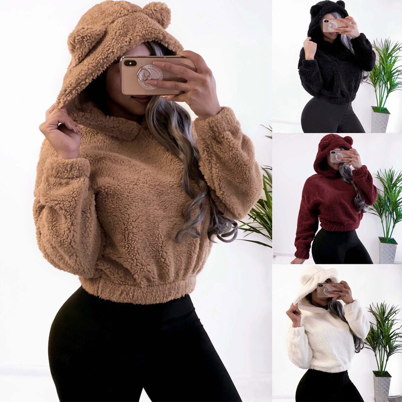 Aliexpress Ebay2025 Amazon European and American Autumn and Winter New Style Plush Rabbit Ears Hooded Warm Sweater Sweatshirt