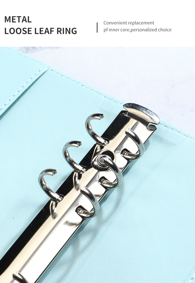 A6 neue Krokodil farbe 6 Ringbuch Pu Clip-On Notebook Leder Lose blatt Notebook Cover Notebooks Journal Briefpapier – Detail 9