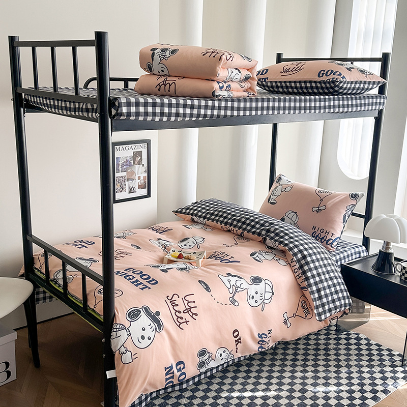 dormitorio de estudiantes universitarios una sola persona tres piezas personal simple ropa de cama de aire dibujos animados cuatro piezas sábanas cubiertas sábanas 2
