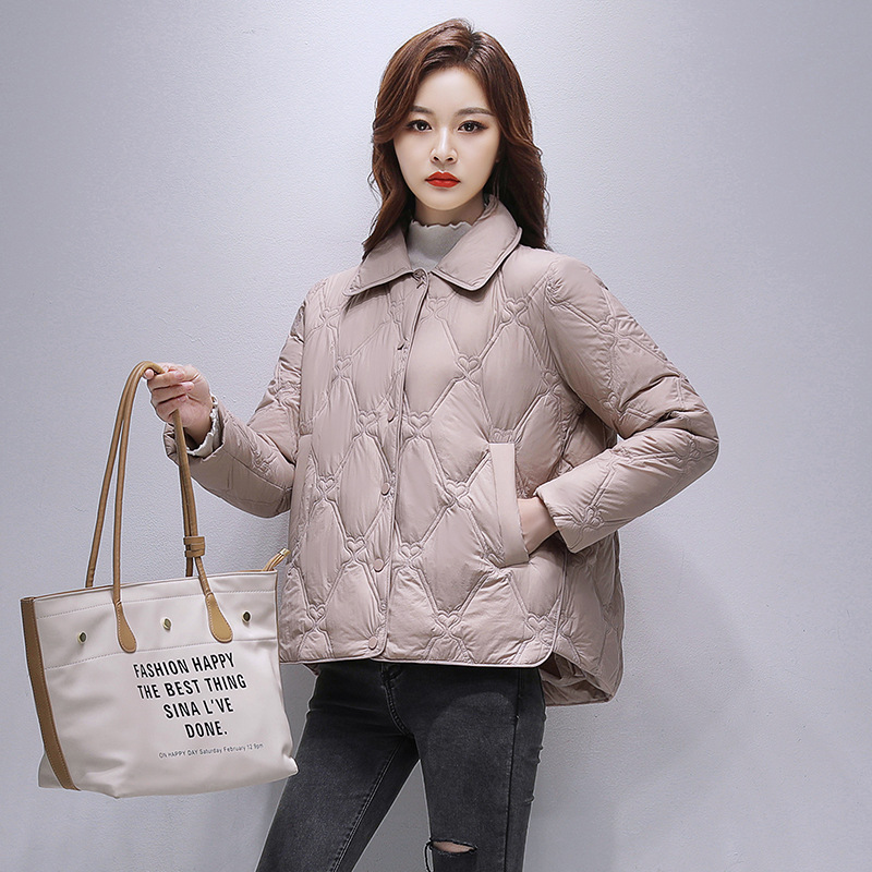 Autumn light and thin short fitted warm shirt with diamond pattern