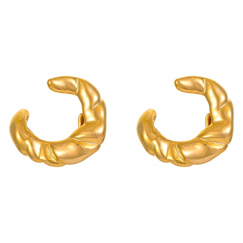 Ainibini estilo de metal chapado en oro pendientes de moda de cercanías sólo corazón hueco en forma de C 925 pendientes de aguja de plata esterlina