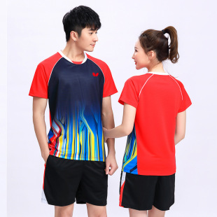 Wholesale table tennis clothing top men's and women's quick-drying short-sleeved clothing sports training team clothing competition clothing wholesale 82115