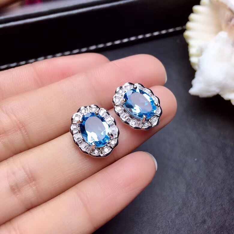 Internet celebridad mismo estilo Nueva imitación natural Topacio traje TikTok vivo popular colorido tesoro anillo pendientes colgante para las mujeres