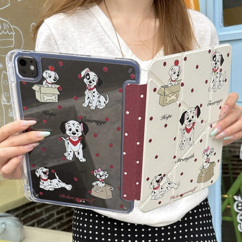 Red Polka Dot Dalmatian 3+Y Discount Suitable for Ipad10 Tablet 10.9inch Protective Cover with Pen Slot Transparent Cartoon