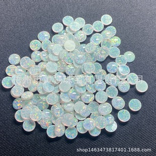Spot wholesale synthetic opal artificial Opal round flat plain white opal ring surface drop glue Opal