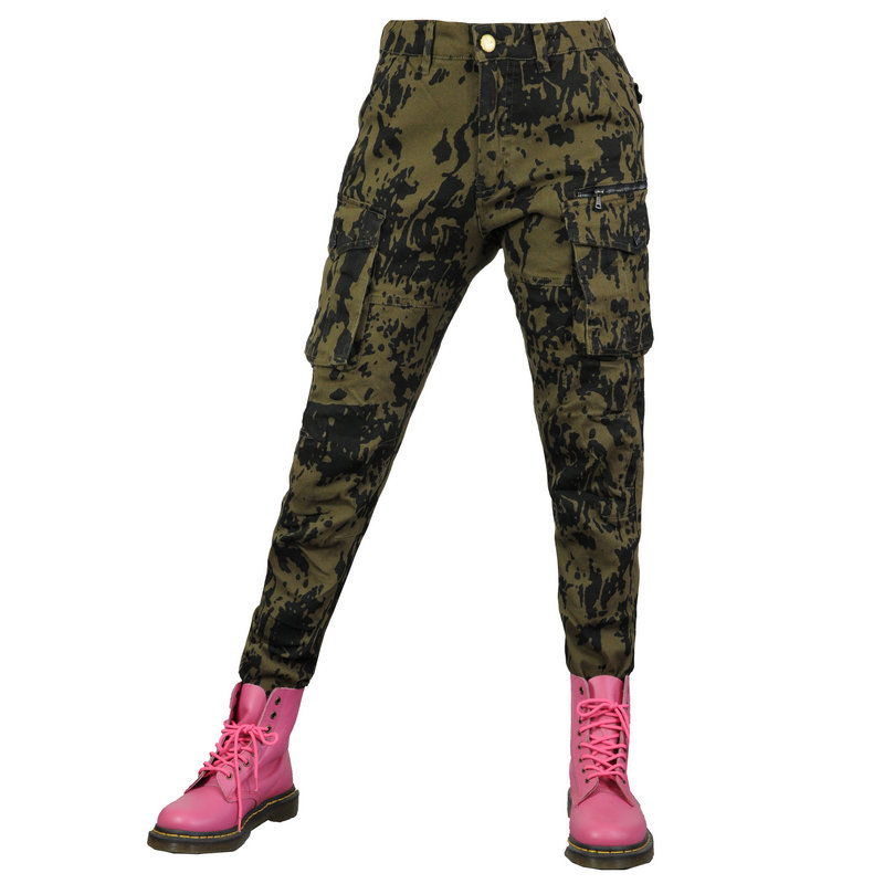 Volero motocicleta jeans Mujer Caballero multi-Bolsa de trabajo transpirable camuflaje pantalones motocicleta anti-caída pantalones ciclismo Pantalones