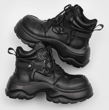 欧洲站2024秋冬新款高帮鞋松糕厚底短靴欧货爆款增高马丁靴