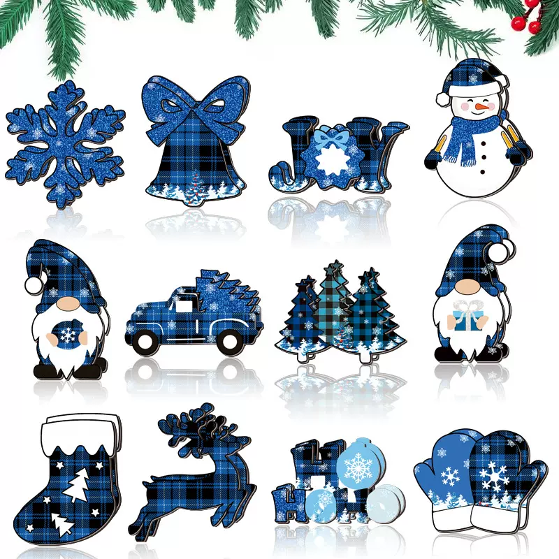 麋鹿雪人木质挂件圣诞节木质派对产品圣诞节木质挂饰圣诞树装饰