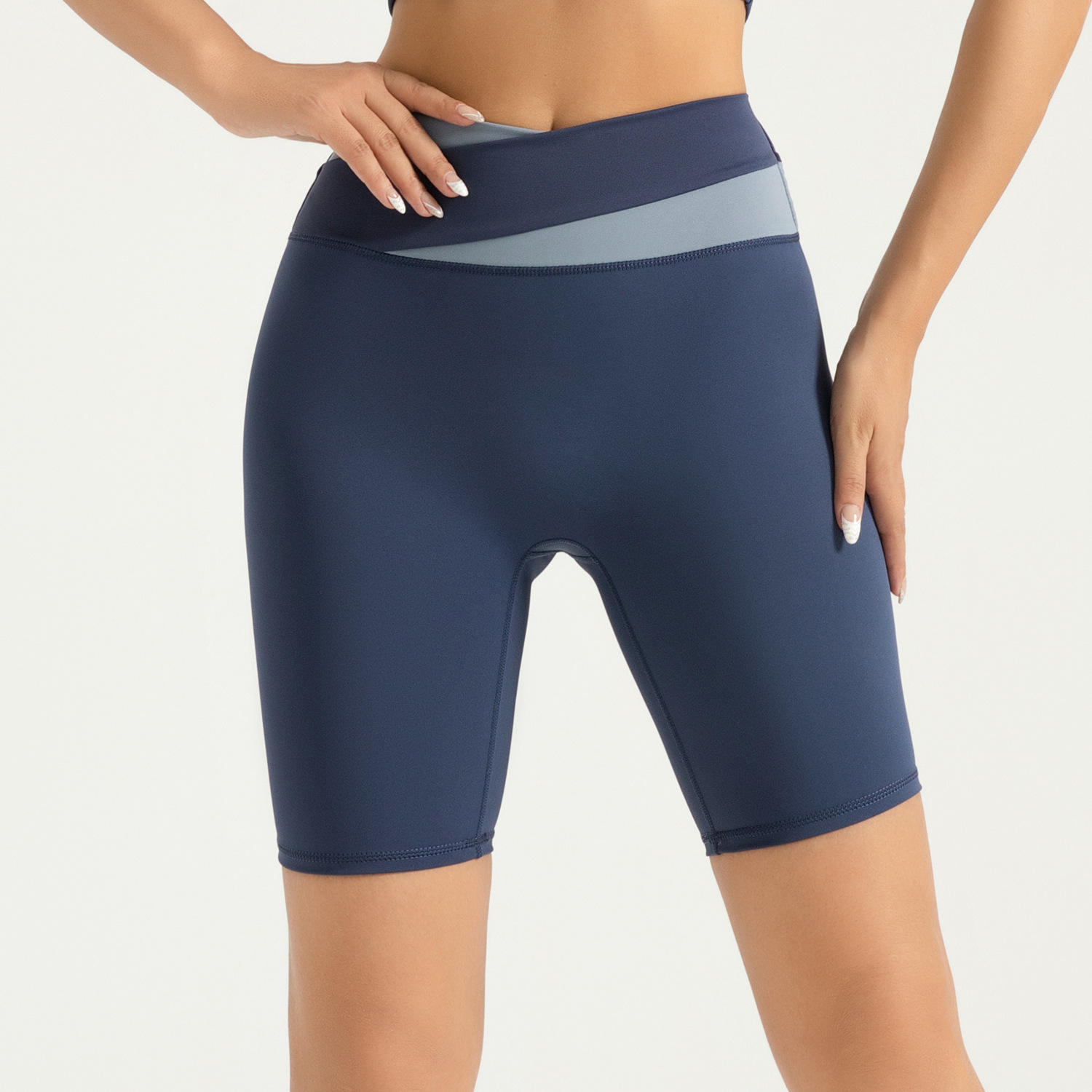 Zona transfronteriza pantalones cortos deportivos casuales a juego de color de verano pantalones cortos de fitness pantalones cortos de yoga desnudos de alta elasticidad mujeres