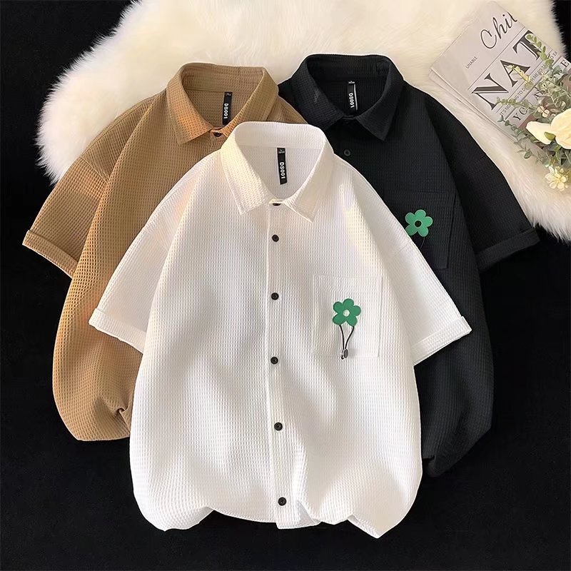 2022 New Summer Short Short-sleeved Shirt Men's and Women's Summer Fashion Brand Couple Shirt Design Sense Clothes Fashion 2022 New Summer Short Short-sleeved Shirt Men's and Women's Summer Fashion Brand Couple Shirt Design Sense Clothes Fashion