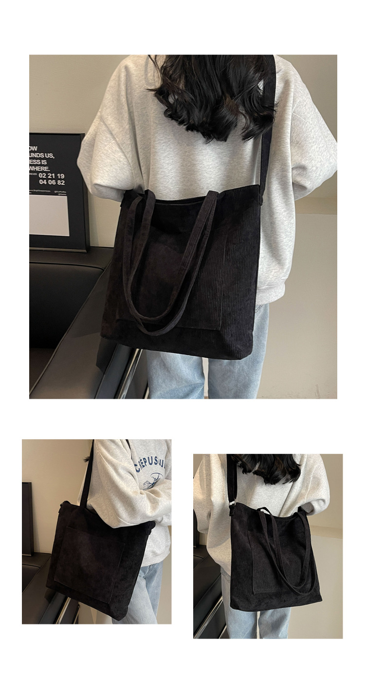 New Korean-style simple large-capacity handbag, casual corduroy single-shoulder bag, versatile travel light crossbody bag wholesale undefined