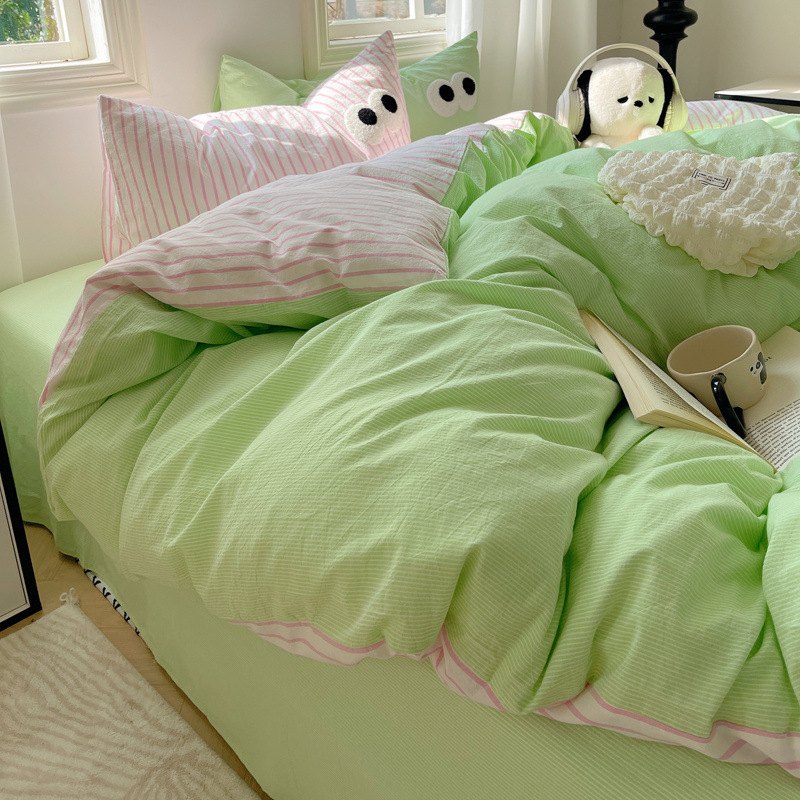 Juego de cama de algodón grueso de cuatro piezas 2025 nuevo estilo dormitorio de otoño e invierno sábanas de algodón funda edredón Juego de cama de tres piezas 4