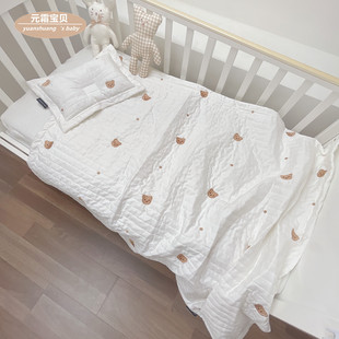 Cotton Quilted Baby Summer Quilt Newborn Blanket Nap Blanket Kindergarten Quilt Four Seasons Cotton Bed Cover Embroidered