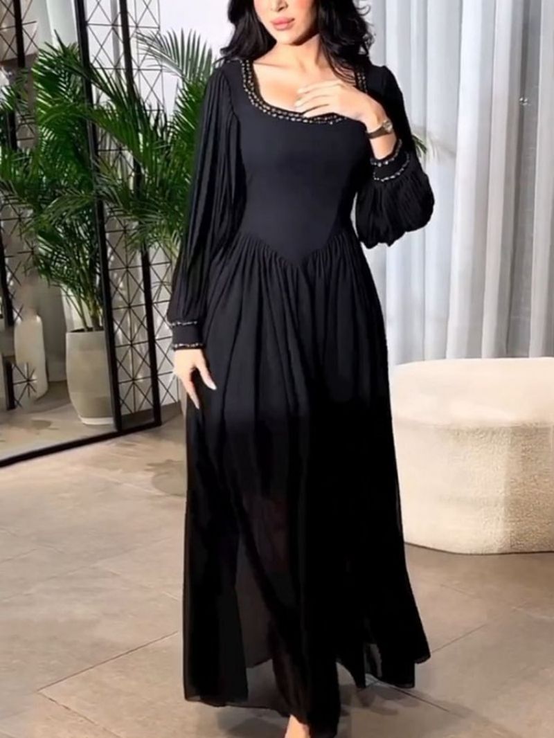 Vestido de Noche Elegante y Sexy de Estilo Europeo y Americano, con Cuentas y Perlas, de Cintura Alta, en Chifón, Primavera/Verano 2023